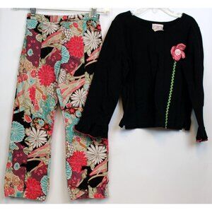 CottonTail Originals 2pc Outfit Shirt Pants Asian Inspired Print Flower 6x Fall